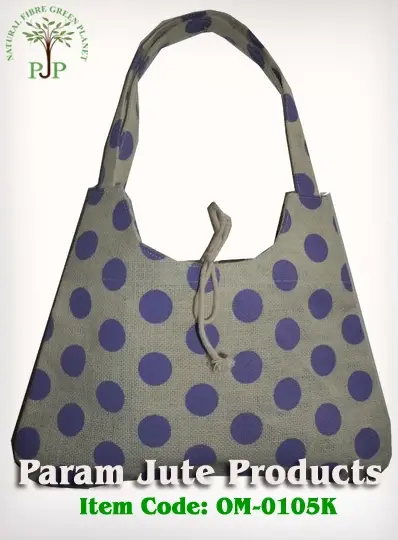 Polka Printed Jute Designer Bags