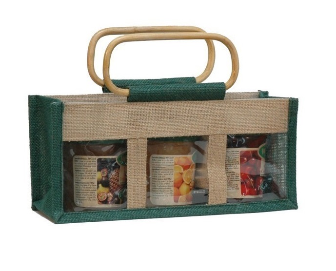 Multicolour 3 Window Jute Bags