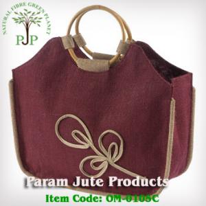 Jute Designer Bag with cane handle