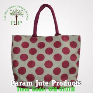 Polka Printed Jute Beach Bags supplier